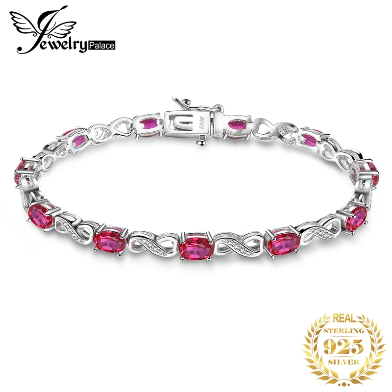 Jewelrypalace ЛЮБОВЬ Бесконечность 6.8ct Овальный создания ruby Теннис браслет