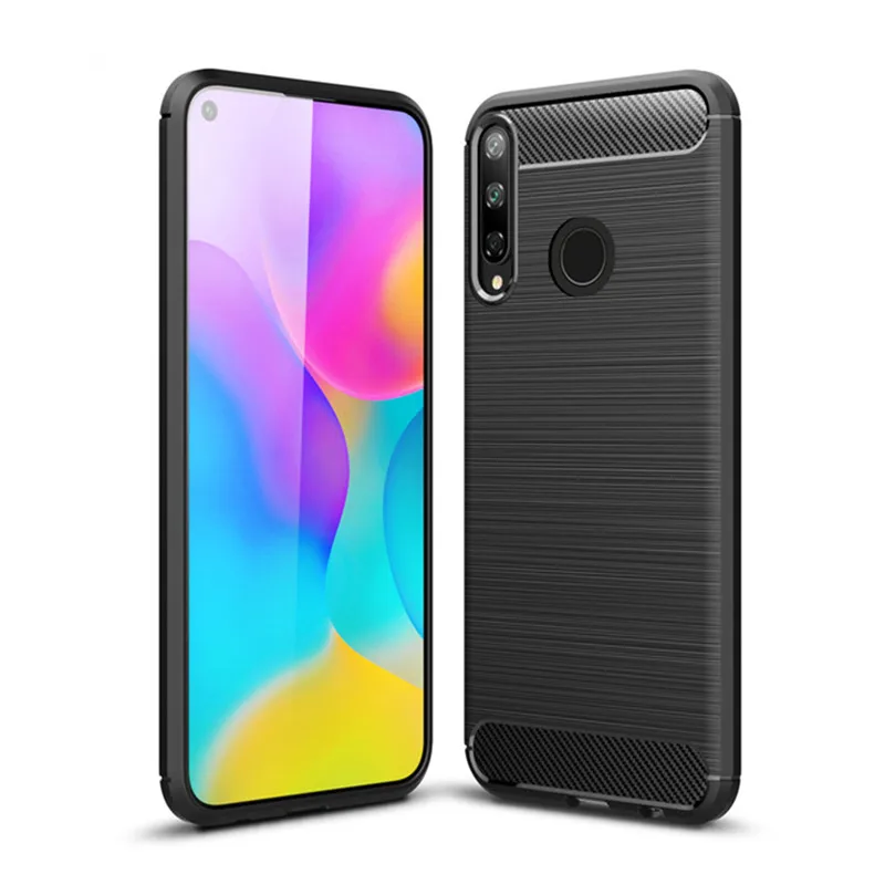 Мягкий чехол из углеродного волокна для Huawei P40 Lite E Y7P защитный на заднюю панель