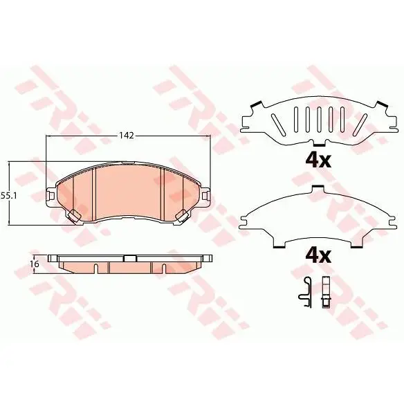 Колодки дисковые передние с антискрип. пластинами Suzuki SX4 1.6/1.6DDiS 13 TRW