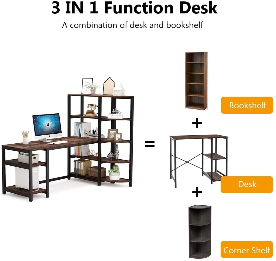Tribesigns промышленный компьютерный стол с 5 ярусными полками для хранения| |