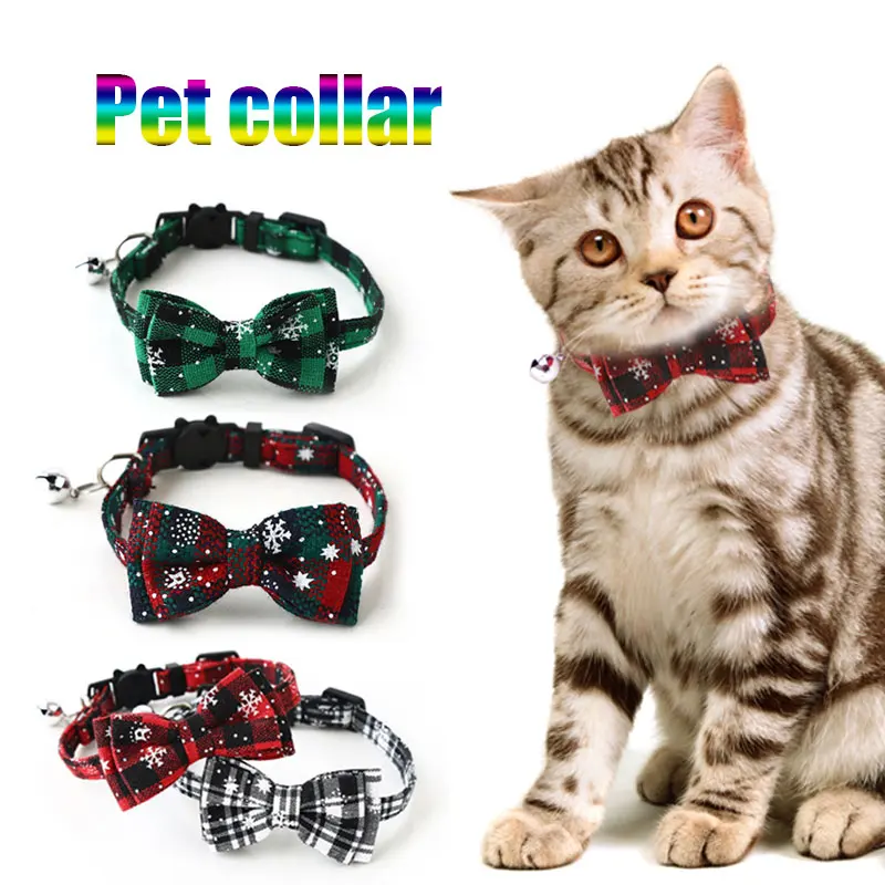 

1Pc 2022 Christmas Series Pet Collar Snowflake Bow Dog Collar Cat Bow Tie Pet Dog Cat Necklace Pet Supplies Dog Accessories
