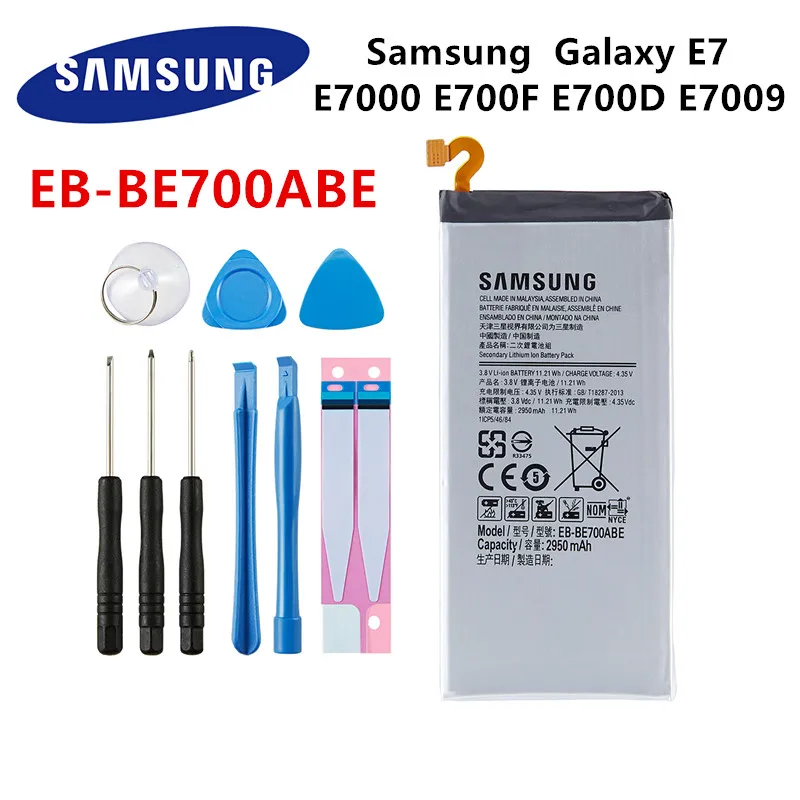

SAMSUNG Orginal EB-BE700ABE Replacement 2950mAh Battery For Samsung Galaxy E7 SM-E7000 SM-E700F/D E700D E7009 Batteries+Tools