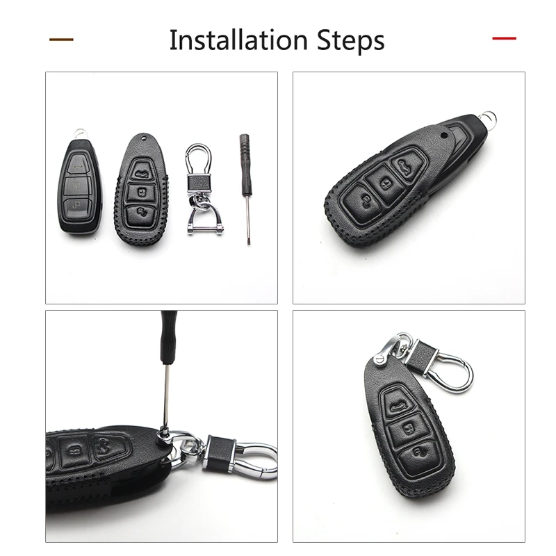 Leather Car Key Cover Case For Ford Transit Custom Explorer 5 Ranger F-150 Mondeo Mk4 MK5 MK3 3 Flex Ring Shell Accessories | Автомобили и