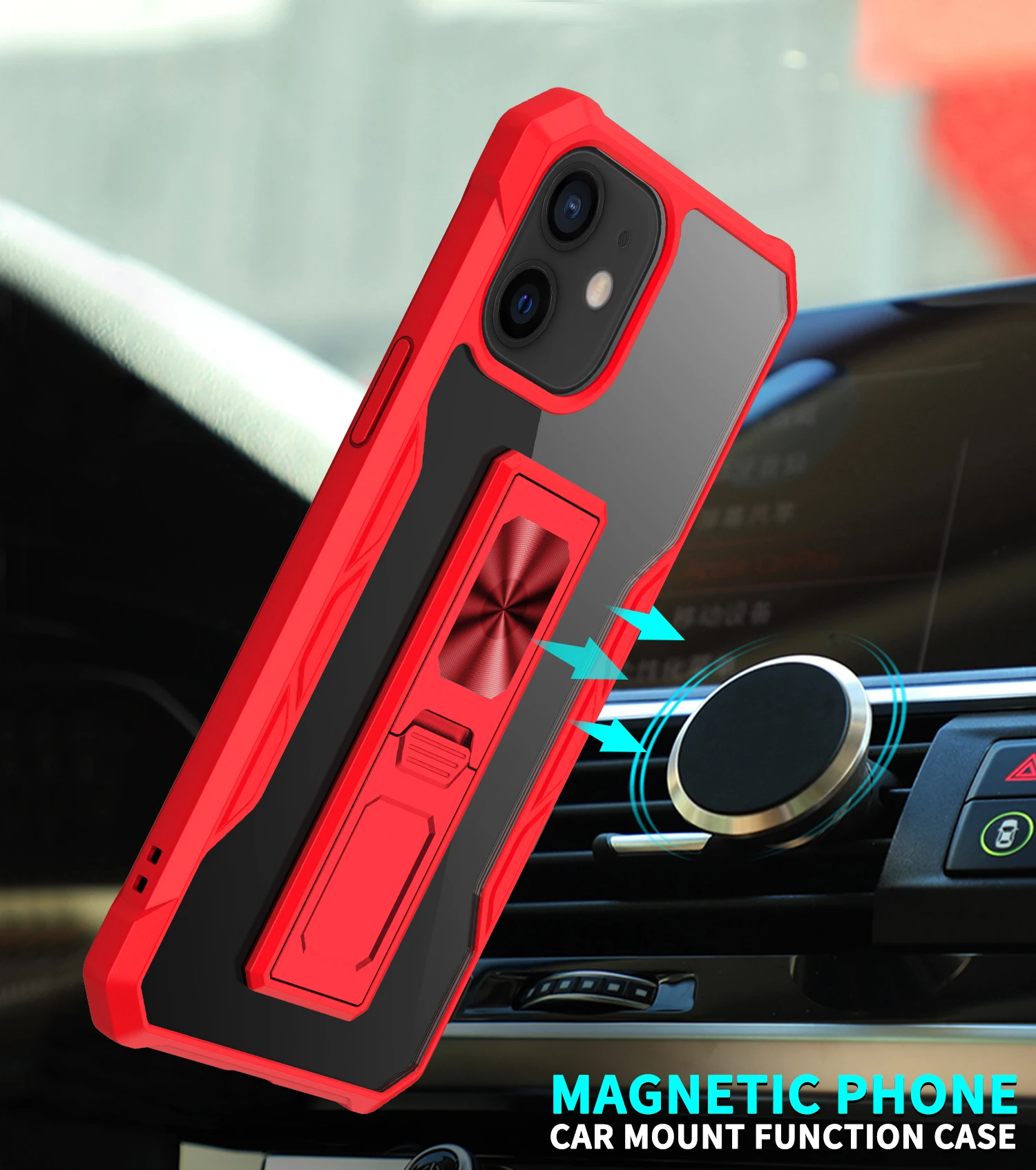 

Phone Case For iPhone 6 6S 7 8 Plus X XS XR 11 12 Mini Pro Max SE 2020 Armor Transparent Acrylic Magnetic Invisible Bracket Case