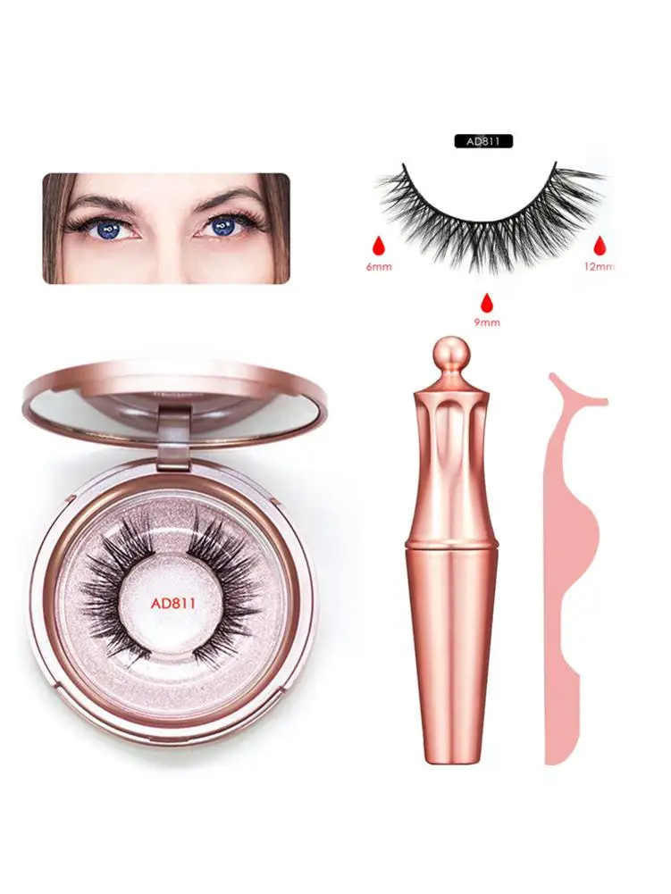 

2 Pairs False Eyelashes Set Double Eye Lashes Eyelashes Extension Natural Magnetic Eyelashes Set Super Magnetic Eyeliner Gift