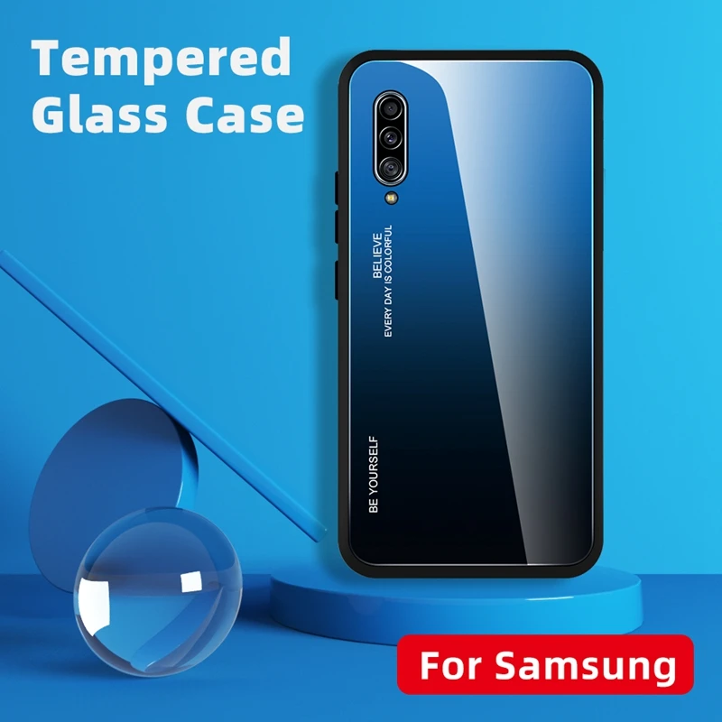 Закаленное Стекло чехол для samsung Galaxy A30S A50S A30 A40 A50 A60 A70 A80 A90 5 г Примечание 10 Pro S10 S11 Plus E градиент Цвет крышка