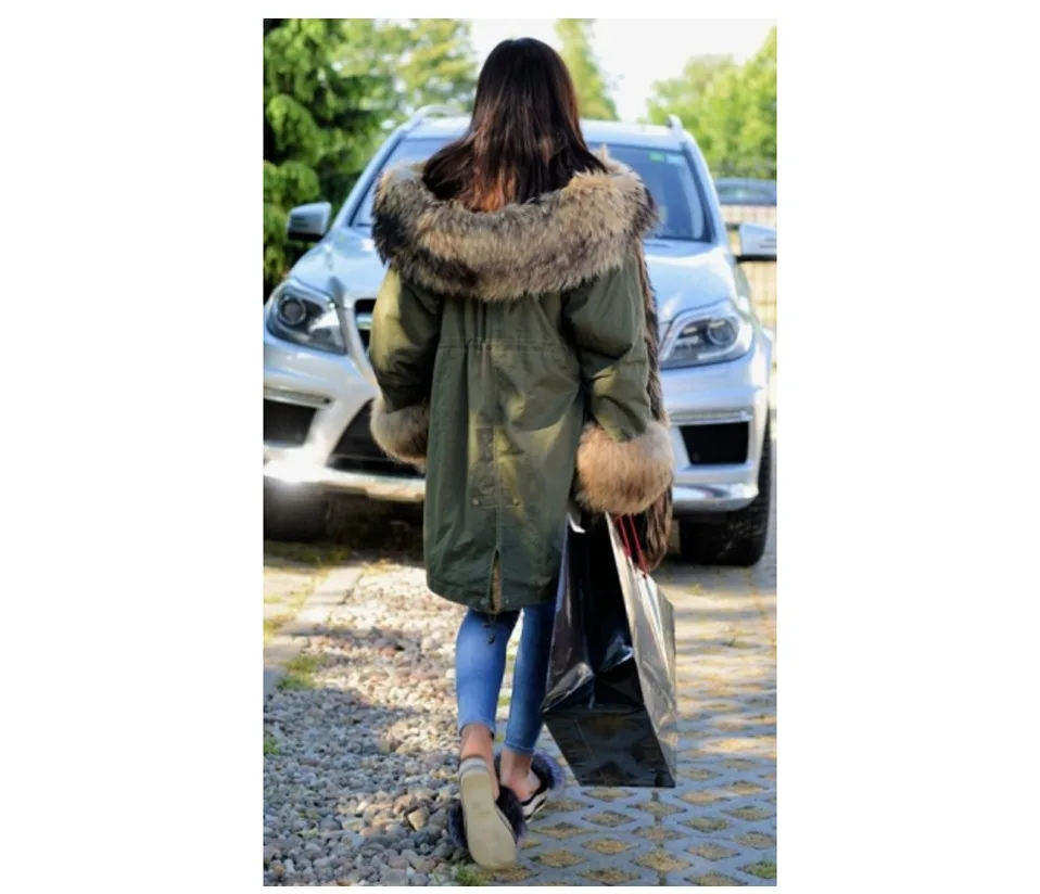 CKMORLS, парки с натуральным мехом, зимняя куртка для женщин, одежда, длинная, Armygreen, с воротником из натурального меха енота, Толстая теплая верхняя одежда, пальто