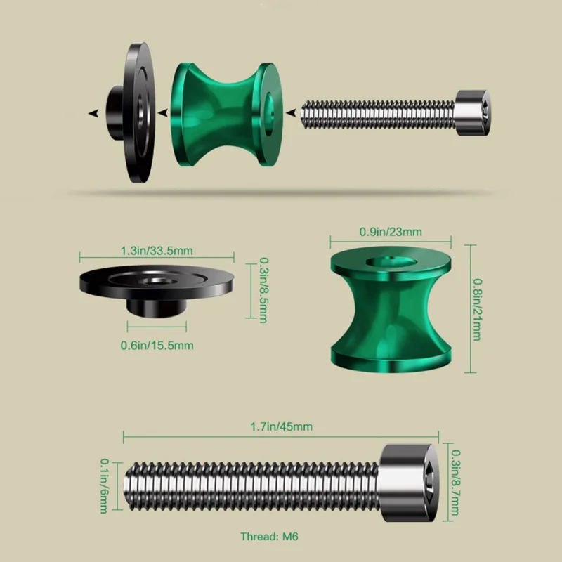 

Universal Motorcycle CNC Swingarm Swing Arm Spools Sliders Stand Bobbins 8mm Rear Wheel Screws