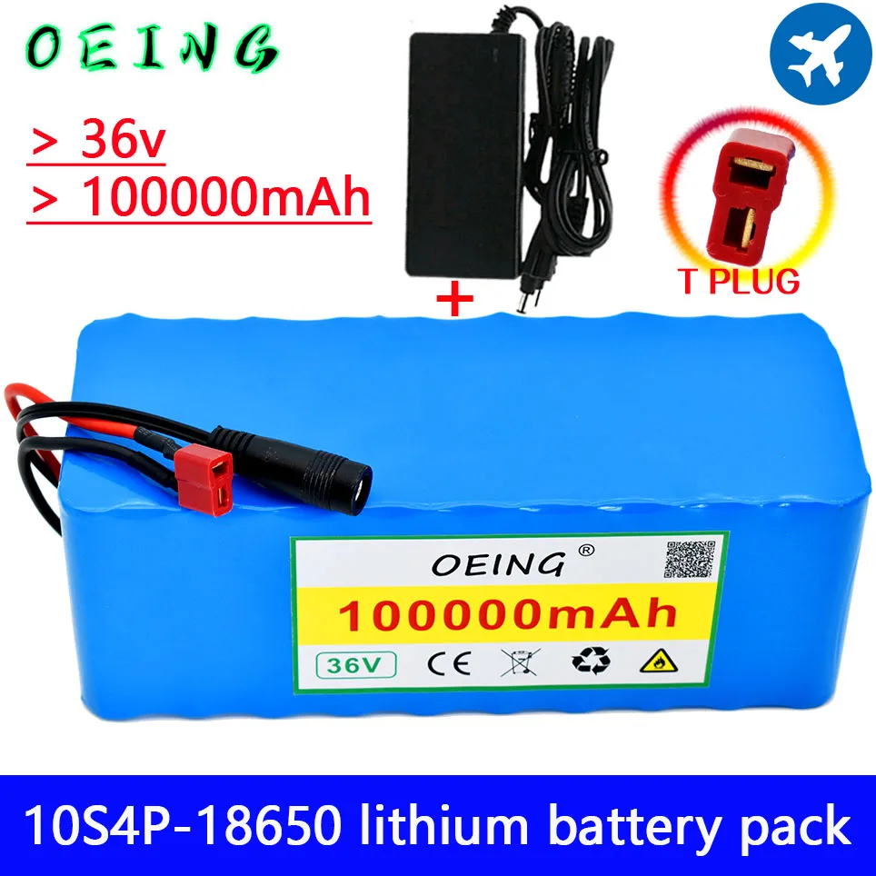

high capacity 36V battery 10S4P 100Ah battery pack 1000W high power battery 42V 100000mAh Ebike electric bicycle BMS+charger