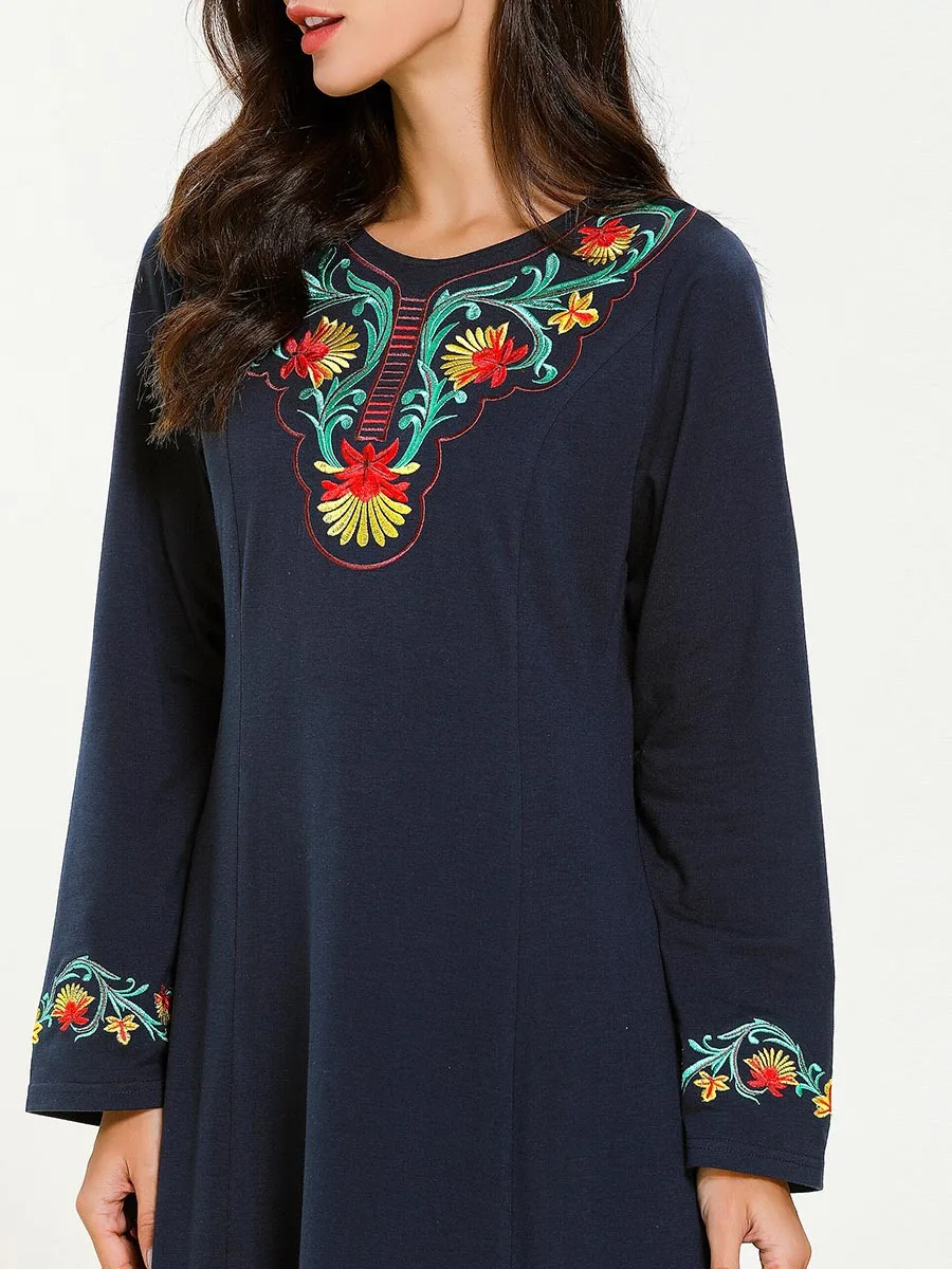 Этническое мусульманское женское платье с вышивкой большие качели а-силуэт