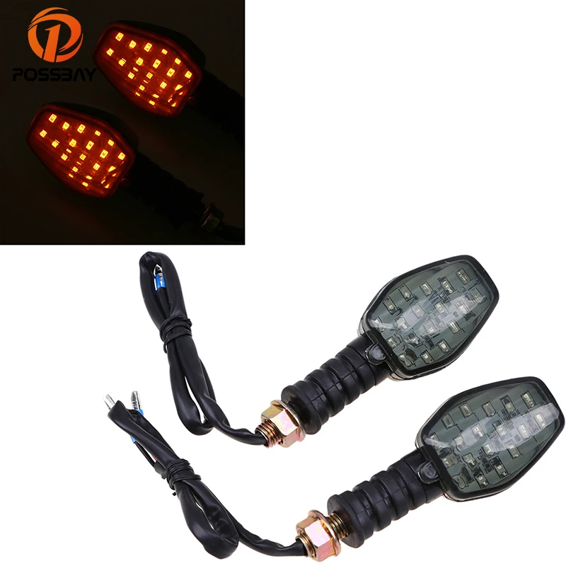 POSSBAY-intermitentes LED para motocicleta, luces ámbar, pernos de 10mm, para Honda dio, Kawasaki, Harley, Davidson, Suzuki