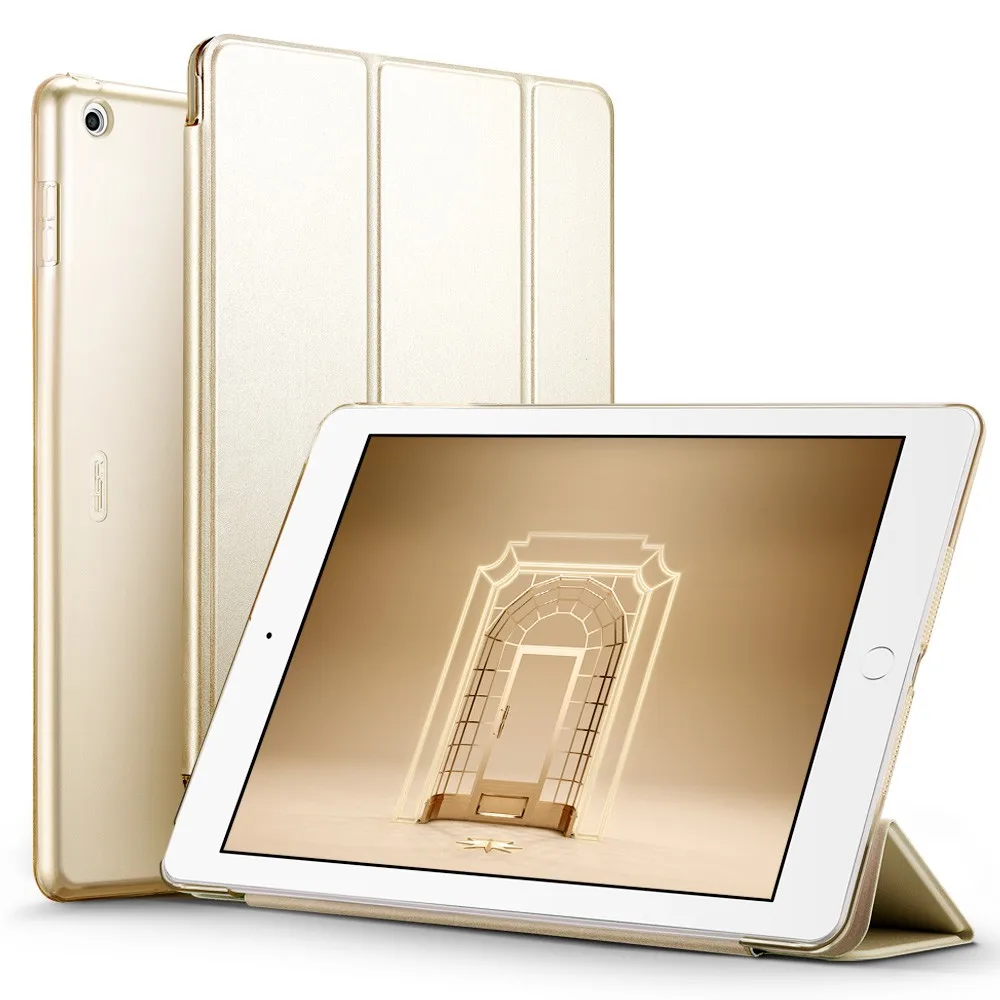 Чехол для iPad 9.7 дюймов, ESR ура Цвет искусственная кожа+ Ultra Slim Light Вес PC задняя крышка для iPad 9.7 Новинка года модель - Цвет: Champagne Gold