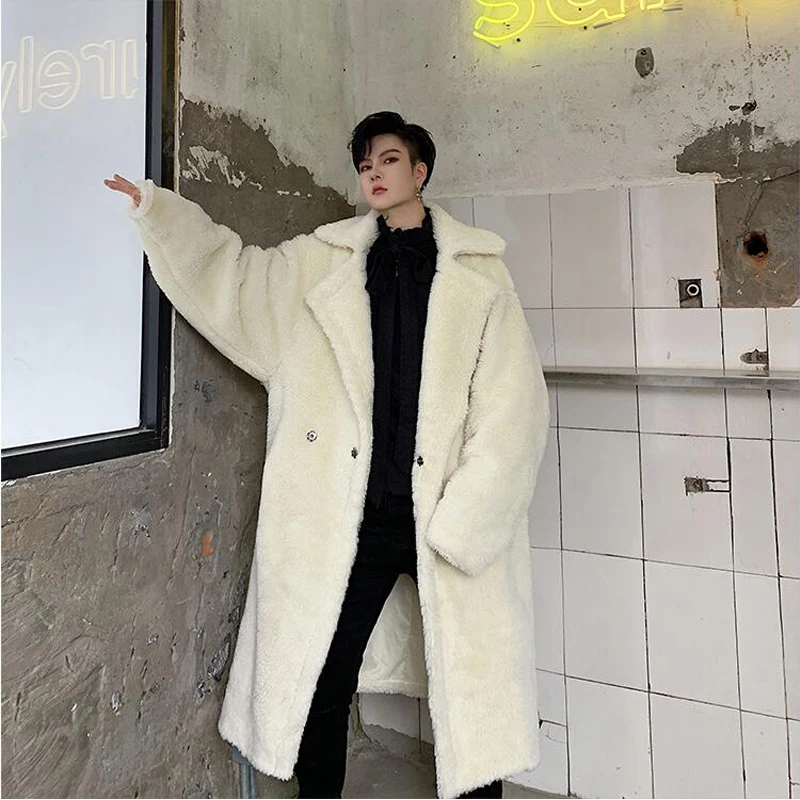 Зимняя одежда Корея Dongdaemun мужской длинный абзац свободный мех ягненка пальто