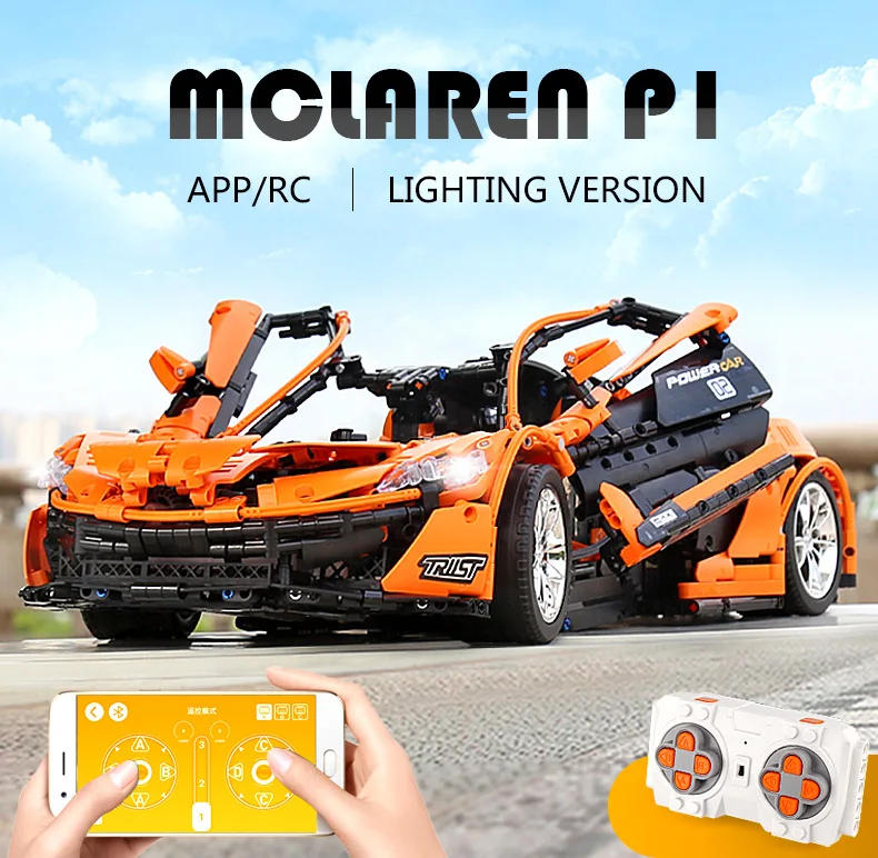 1 к 8 соотношение 13090 техника серии McLaren P1 оранжевый гоночный автомобиль набор приложение RC модель строительные блоки мощность мотор функция игрушки 20087
