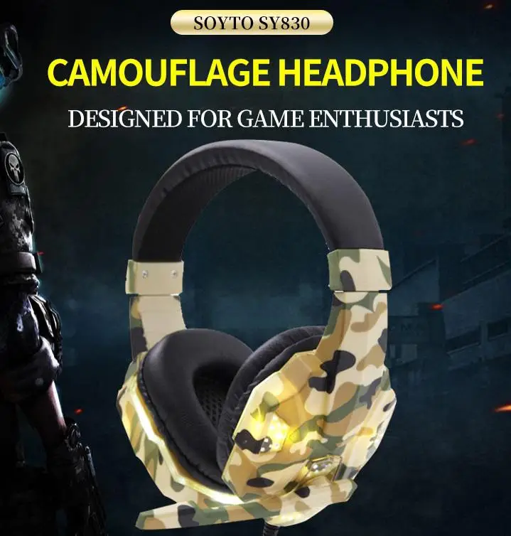 Игровые наушники Стереонаушники с объемным звуком Проводные подсветкой через USB