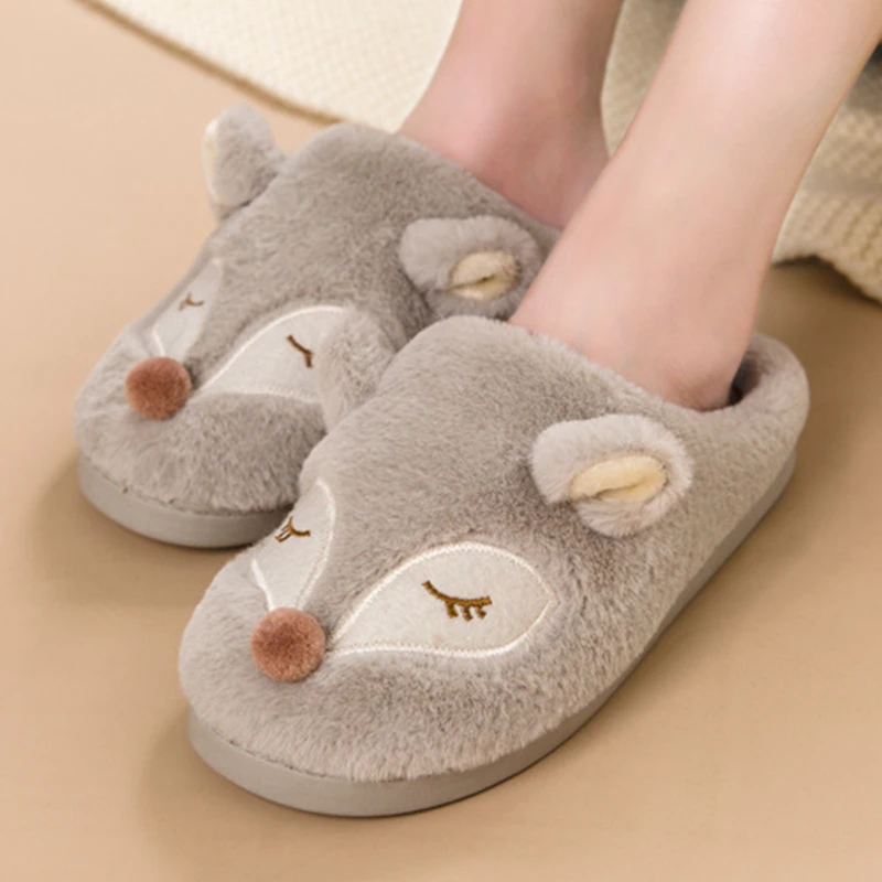 

Домашние Симпатичные женские меховые тапочки из лисьего меха, зимние теплые плюшевые тапочки для спальни, женские домашние пушистые тапочк...