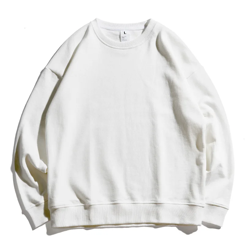 Мужской однотонный свитшот с круглым вырезом свободного покроя|Мужские