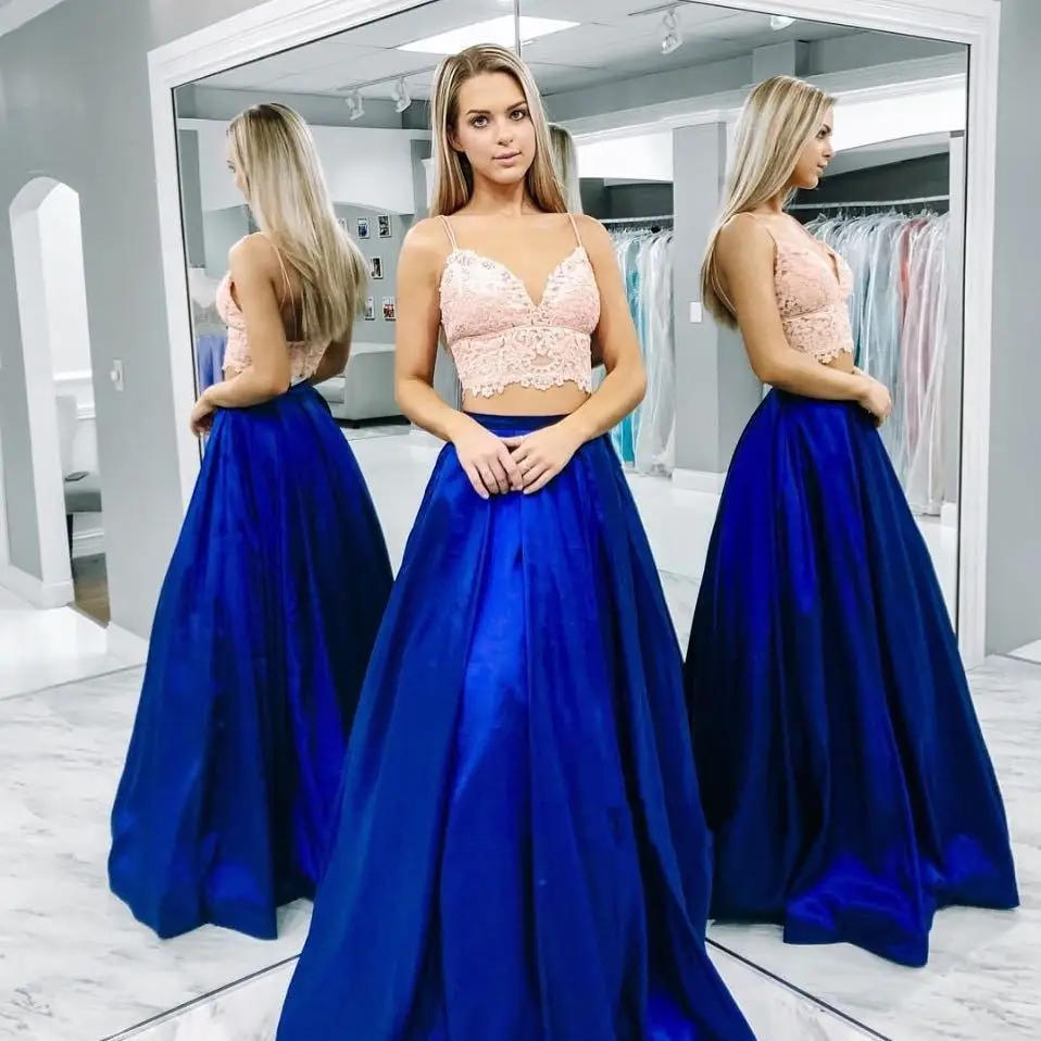 Fashion Two Piece Design Long Dresses Evening 2019 Spaghetti Straps Velvet Skirt Floor Length Prom Party Homecoming Wear | Свадьбы и