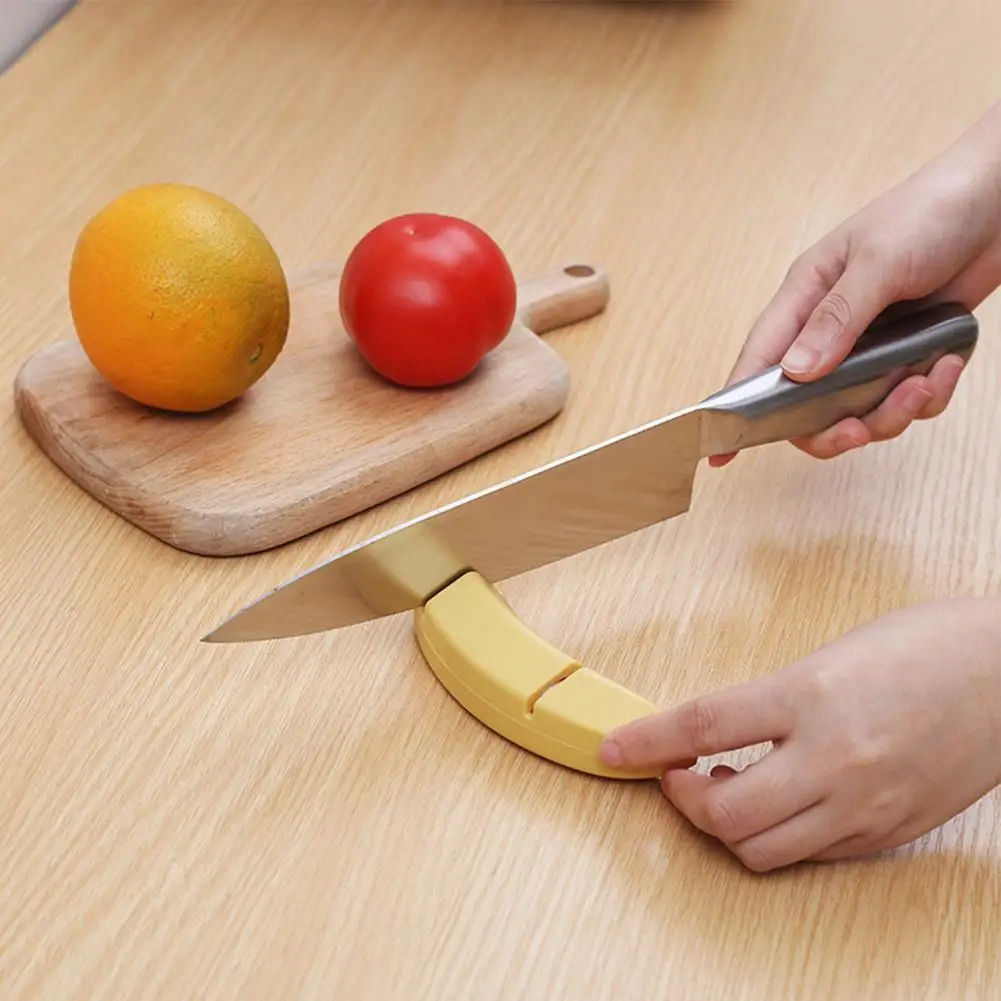 

3Pcs Cutter Sharpeners Banana-shaped Labor-saving White Corundum Anti-slip Bottom Cutter Sharpening Stone Grindstone Tool