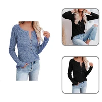good quality shirt casual button closure women knit shirt tunic top female shirt tee top