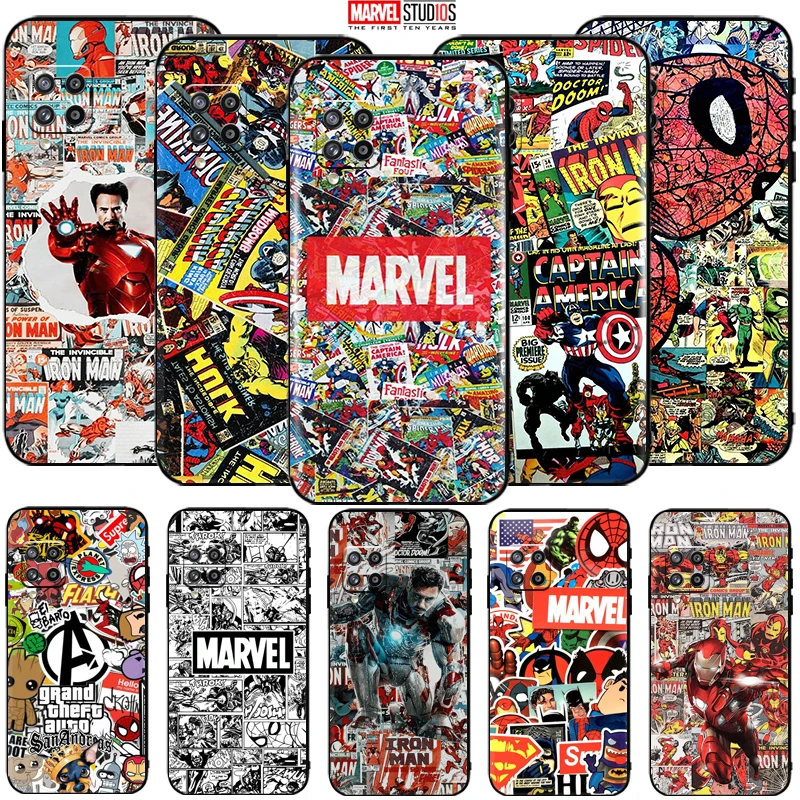 

Phone Case For Samsung Galaxy A22 A22 5G Funda Cover Marvel Avengers Comics Iron Man SpiderMan Deadpool Thor Hulk