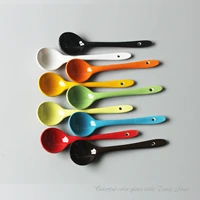 10pcs candy colors ceramic long spoon under glaze porcelain coffee milk stirring soup spoon household spoon kitchen tool zl356