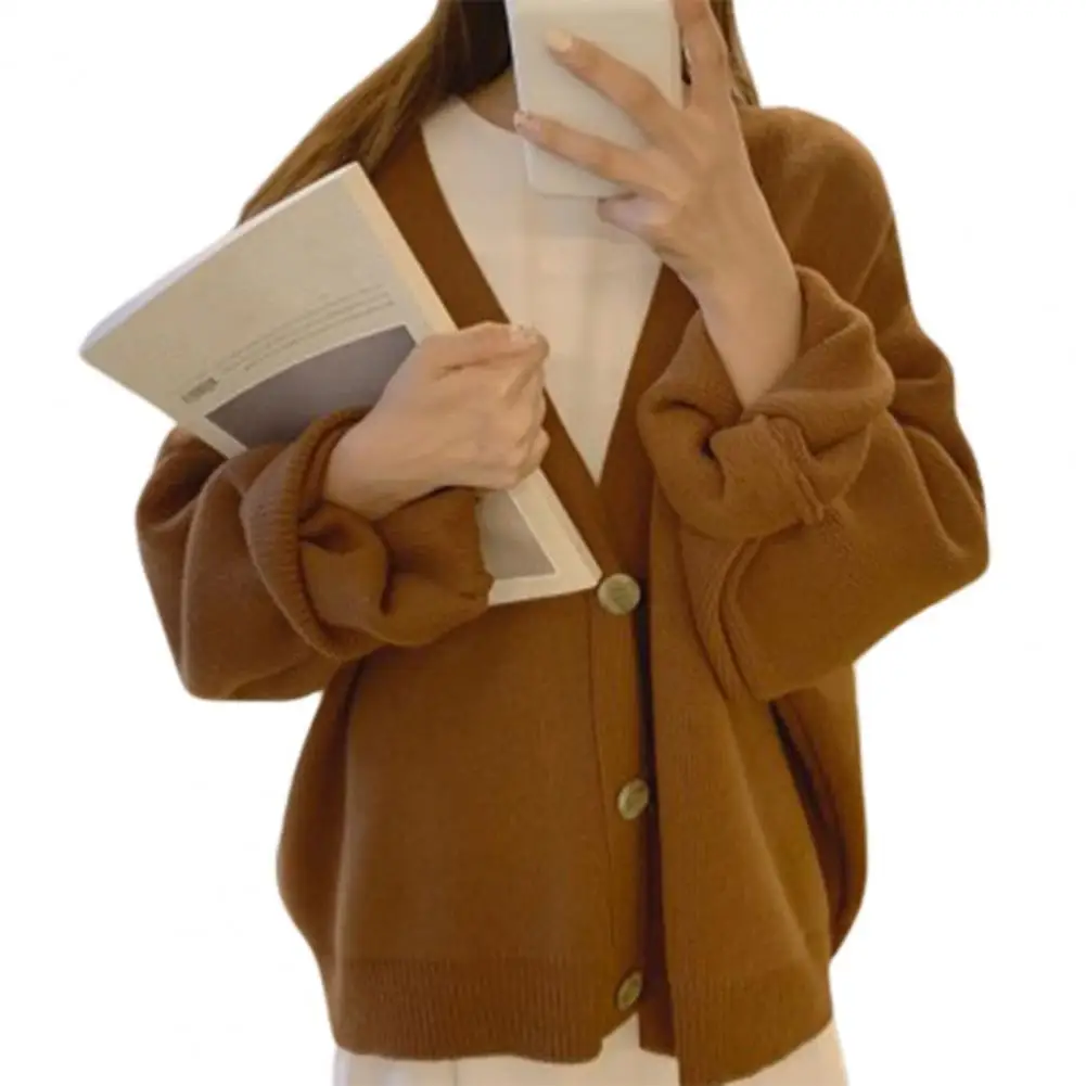 

New Korean 2021 Winter Spring Single-Breasted Long Sleeve Sweater Cardigan Women‘s’ Solid Color Warm Knitted Coat Lady Knitwear