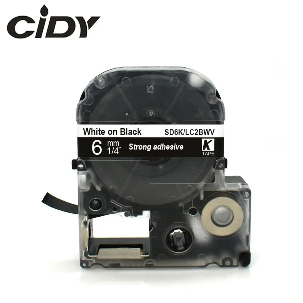 CIDY белая на черном SD6K SD6KW/LC2BWV сильная клейкая лента Кассетная для kingjim/epson принтер