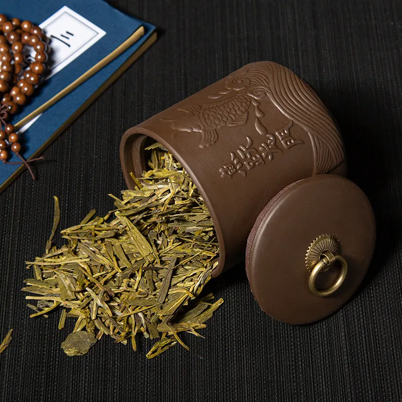 Зелёный чай герметичный ящик для хранения из фиолетовой глины под банки чая Caddy