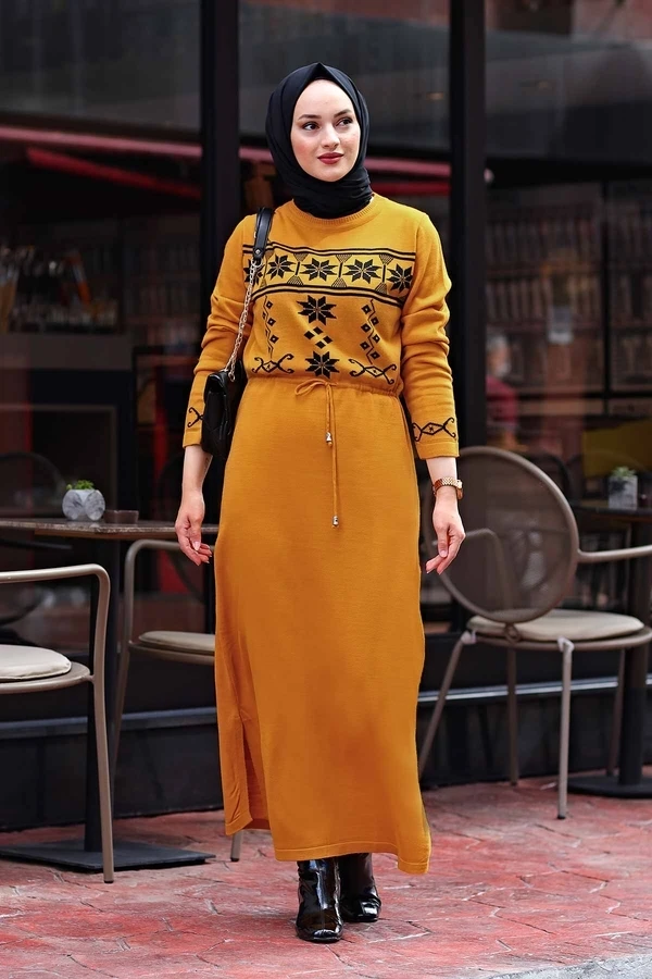 TUGBA ladies sweater dress Ethnic Pattern Muslim for women dresses for women Muslim long dress Muslim women turkey
