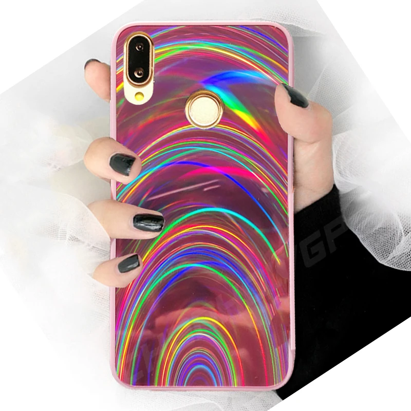 Модный Блестящий чехол для Huawei P Smart Plus 2019 P20 P30 Lite Pro мягкий из ТПУ Y5 Y6 Y7 Y9 Радужный