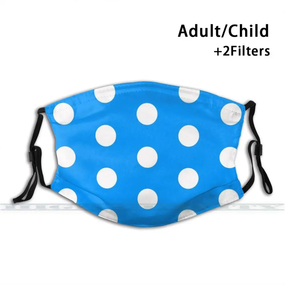 

Blue Polka Dots Print Reusable Mask Pm2.5 Filter Trendy Mouth Face Mask For Child Adult Polka Dots Polka Dot Dots Dotty Spot