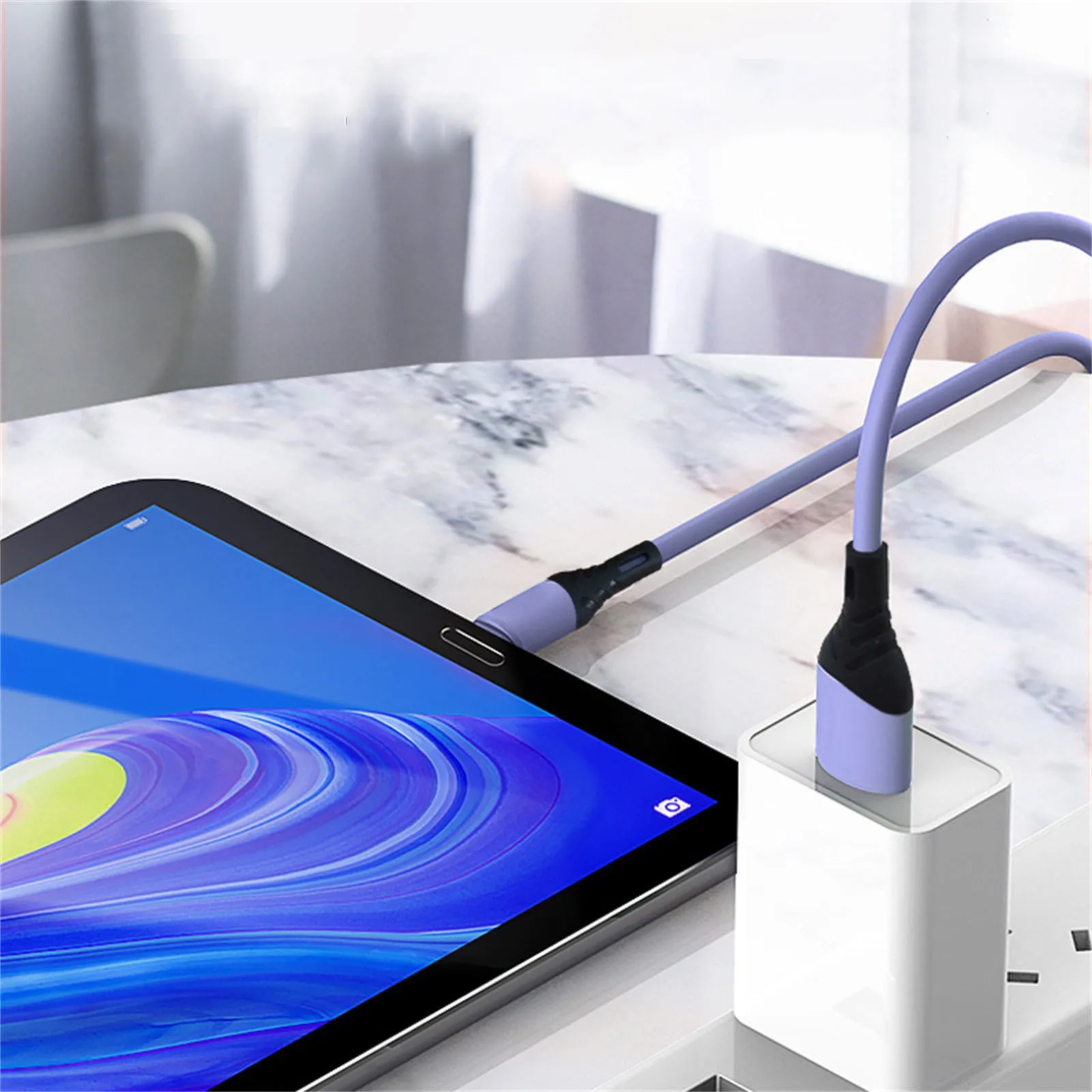 

5A стабильную силу тока жидкий силикон Зарядное устройство кабель Быстрая зарядка для телефонов на базе Android с Bluetooth 5A высокий ток, высокоско...