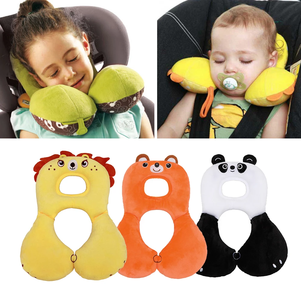 

JXM Baby Stroller Car Seat Pillow Kids Toddlers U-shaped Pillow Soft Cartoon Shoulder Head Protection Pillow Headrest Cushion