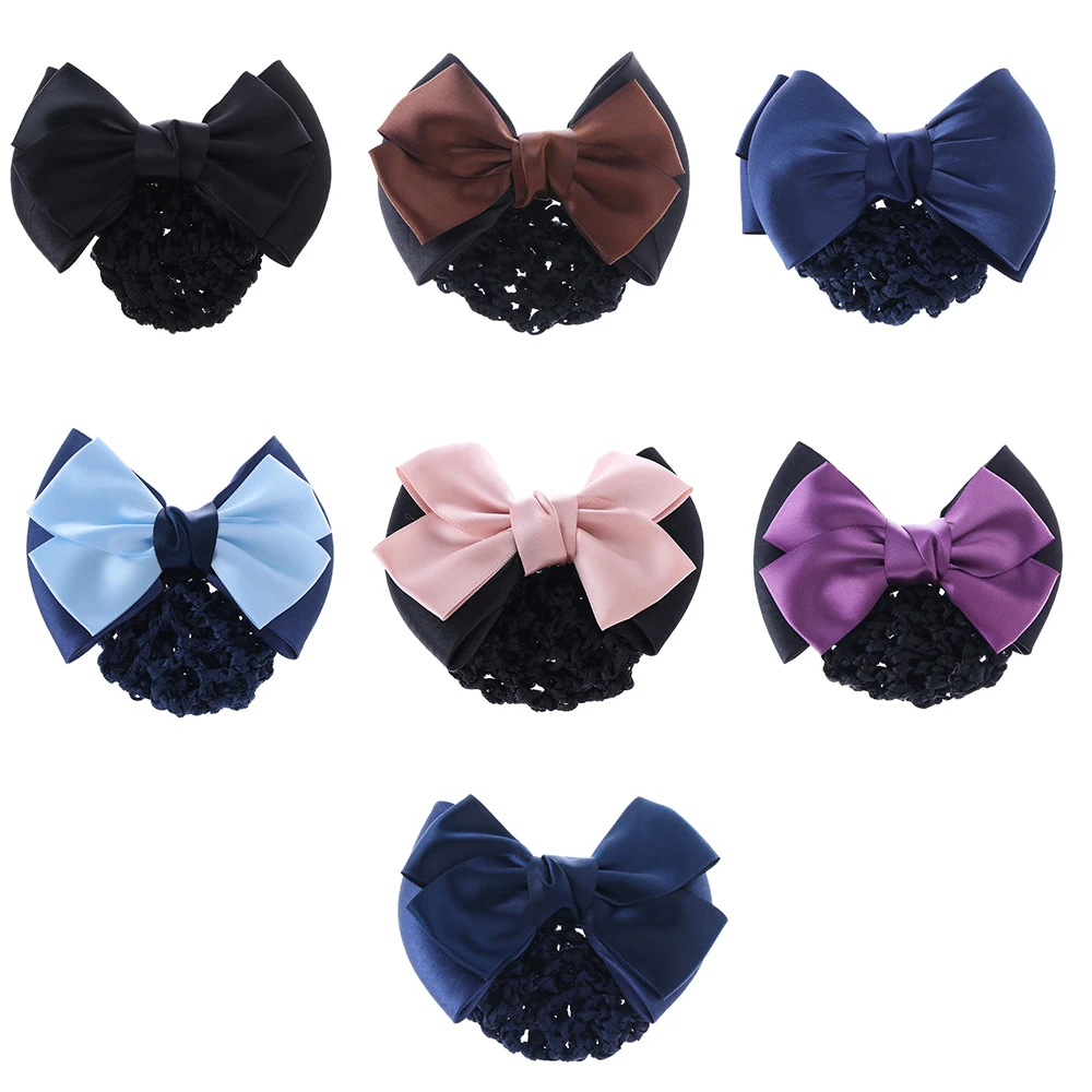 1 Pcs Satin Bow Barrette Official Lady Hair Clip Cover Net Bowknot Bun Snood Women Hairgrip Headband Hairnet Styling Tool | Красота и