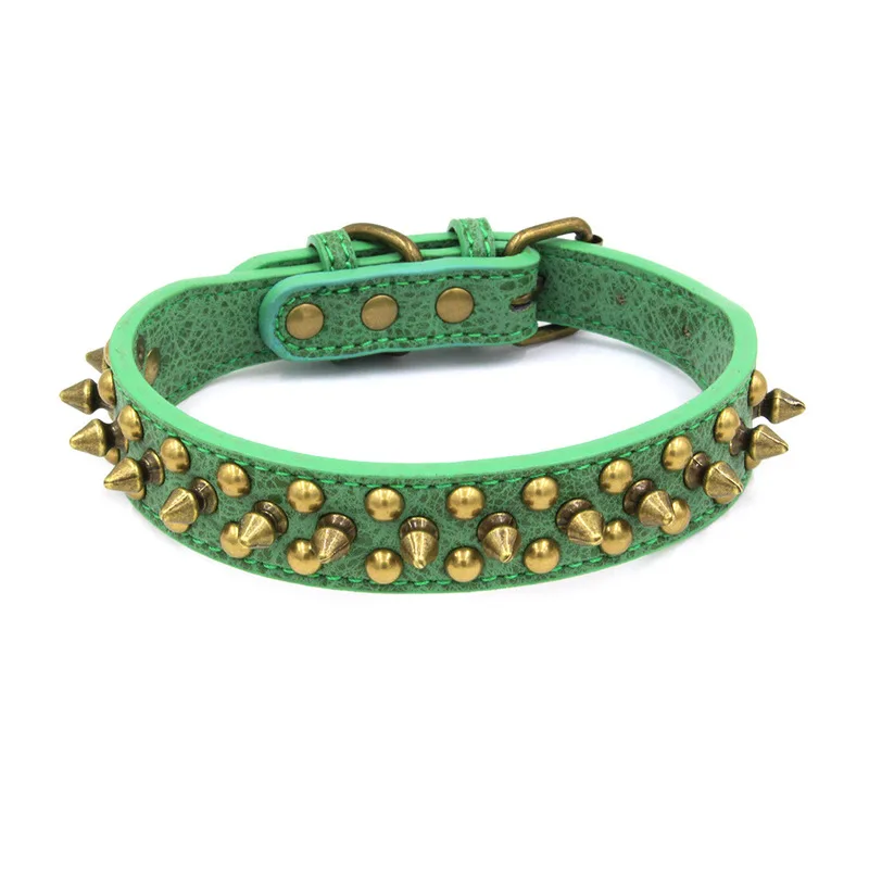 Бронзовый ошейник с заклепками кожаный аксессуар для защиты собак от укусов