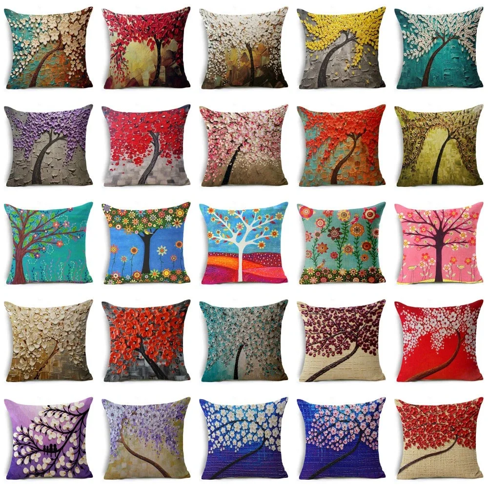 Оригинальная наволочка с рисунком дерева трехмерная цветная подушка 3D простое