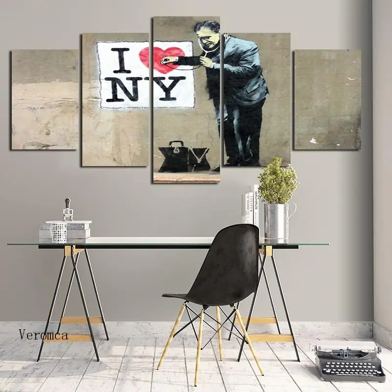 

Nordic Simple i Love Ny Posters Wall Art Canvas Painting Hd Print Five Pieces a Man Picture Living Room Home Decorations