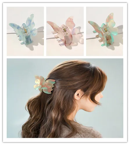 

Butterfly Shape Catch Clip Acetate Plate Hair Catch Chuck Hair Clip Out Of The Forest Hair Accessories Headwear For Women