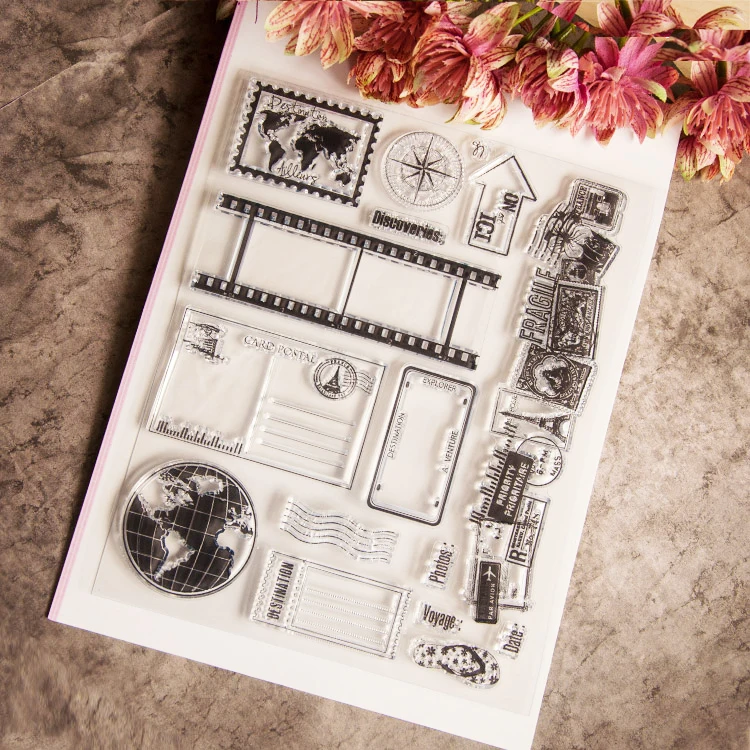 

Background Travel World Map Stencil Graduation for DIY Scrapbook / Album Decoration Embossed DIY Paper Card