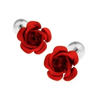 jhsl brand fashion mens jewelry red rose flower man shirt cufflinks high quality wedding gift