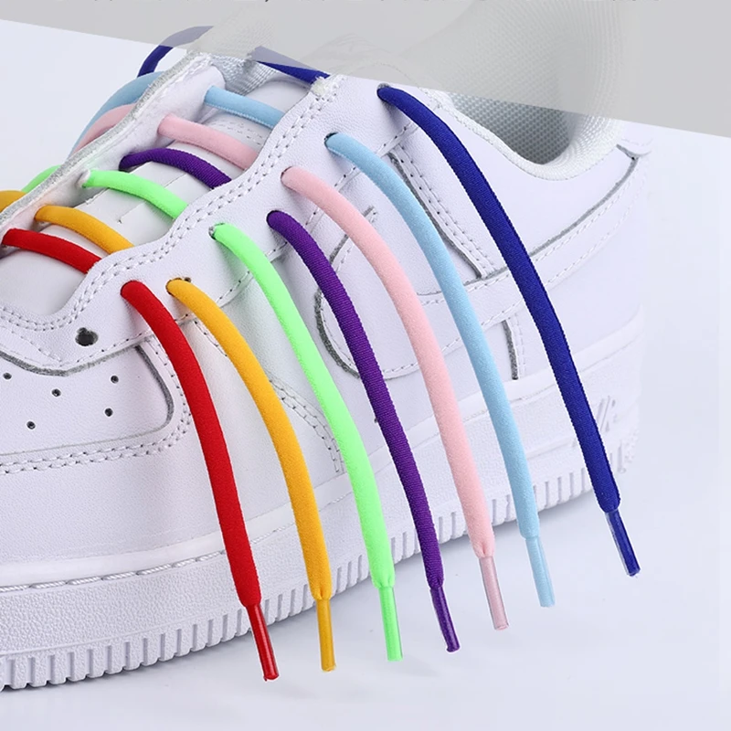 Шнурки без завязывания эластичные круглые с металлической фиксацией подходят