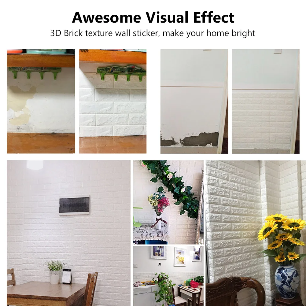 

4pcs DIY 3D Wall Stickers 70X77cm Waterproof Panel Brick Wallpaper Self Adhesive Foam Room Poster Kids Room Kitchen Home decor