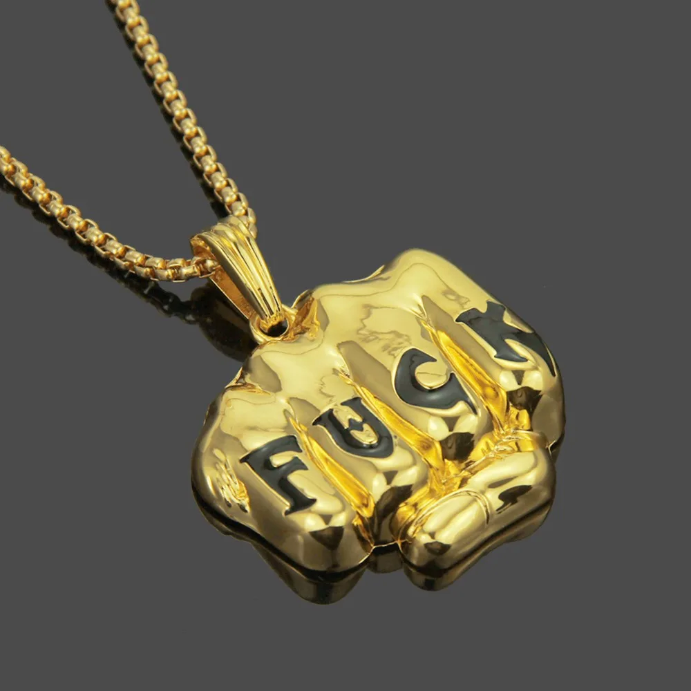 2020 new fashion metal fist necklace boho style men's temperament jewelry at cheap prices | Украшения и аксессуары
