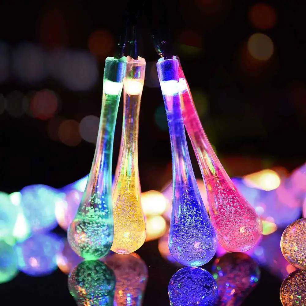 Солнечные гирлянды 30 светодиодный в форме капли водонепроницаемый свет сад