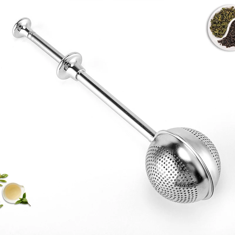 

Stainless Steel Tea Strainer Teapot Ball Mesh Tea Infuser Push Style Metal Spice Tea Kitchen Accessories Infuser Strainer Tool