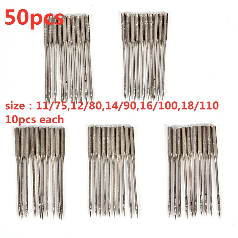 

50Pcs Household Sewing Machine Needles 11/75,12/80,14/90,16/100,18/110 Home Sewing Needle DIY Sewing Accessories