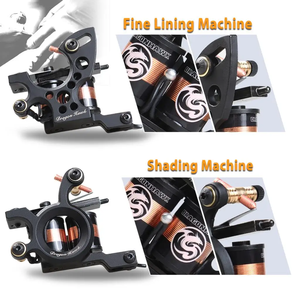 Professional Kit 2 Machine Gun LCD Power Supply Complete Tattoo Kits Starters Artist|gun rail|gun greengun post |