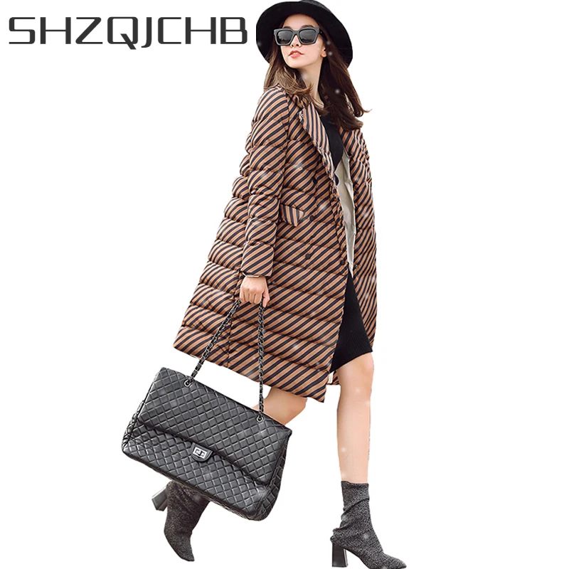 

SHZQ Высококачественная Новая зимняя Женская куртка, утепленная куртка из 90% белого утиного пуха, повседневная женская верхняя одежда с ворот...