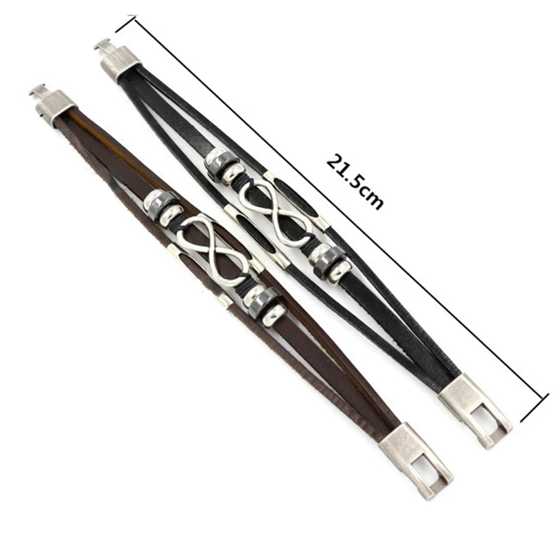 

CUTEECO 2021 New Punk Unlimited 8 Leather Bracelets forwomen/ Men Genuine Vintage Bracelet Fashion Jewelry Pulseras